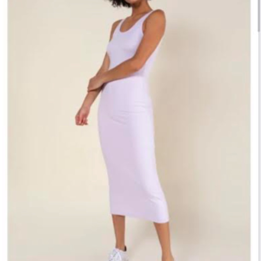 LESET Ribbed Tank MIDI Dress Lavender